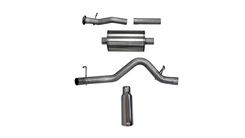 Chevrolet Colorado Performance Exhaust - CORSA Performance - Cat-Back Single Side Exit with Single 4.0in. Polished Slash Cut Tip, No Drone Reflective Sound Cancellation RSC Technology - Polished Stainless Steel - `15-`16